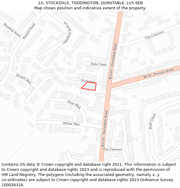 1A, STOCKDALE, TODDINGTON, DUNSTABLE, LU5 6EB: Location map and indicative extent of plot