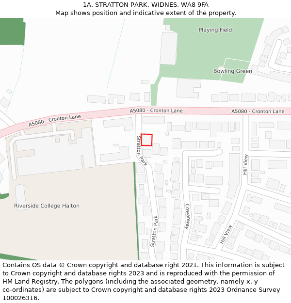 1A, STRATTON PARK, WIDNES, WA8 9FA: Location map and indicative extent of plot
