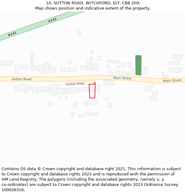 1A, SUTTON ROAD, WITCHFORD, ELY, CB6 2HX: Location map and indicative extent of plot