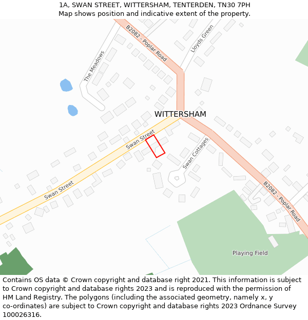 1A, SWAN STREET, WITTERSHAM, TENTERDEN, TN30 7PH: Location map and indicative extent of plot