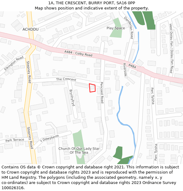 1A, THE CRESCENT, BURRY PORT, SA16 0PP: Location map and indicative extent of plot