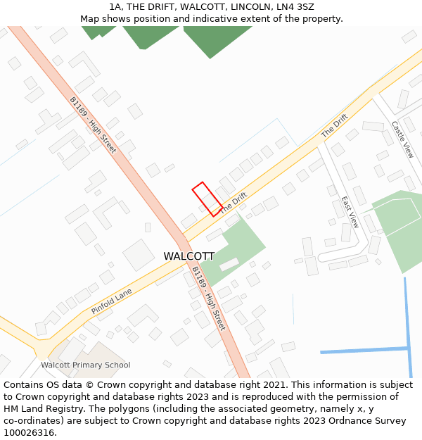 1A, THE DRIFT, WALCOTT, LINCOLN, LN4 3SZ: Location map and indicative extent of plot