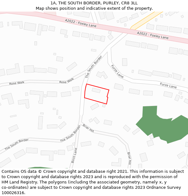 1A, THE SOUTH BORDER, PURLEY, CR8 3LL: Location map and indicative extent of plot