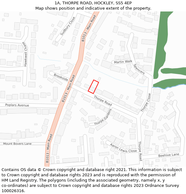 1A, THORPE ROAD, HOCKLEY, SS5 4EP: Location map and indicative extent of plot
