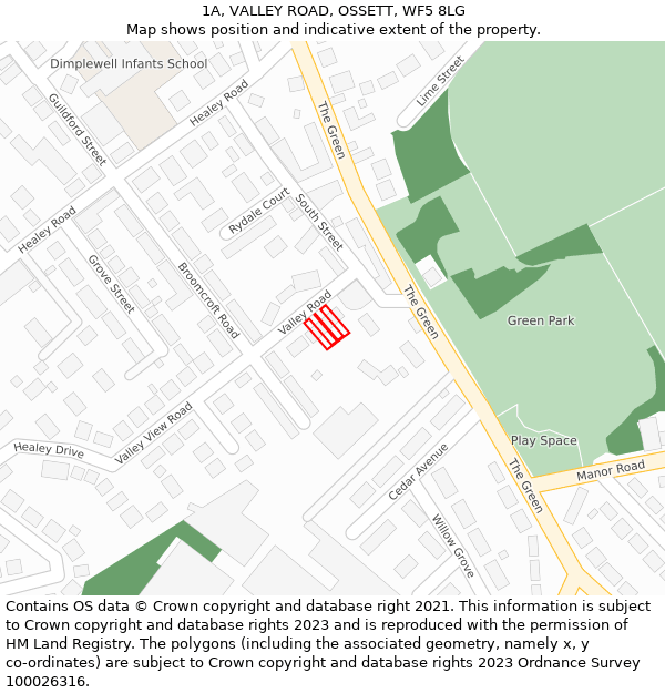 1A, VALLEY ROAD, OSSETT, WF5 8LG: Location map and indicative extent of plot