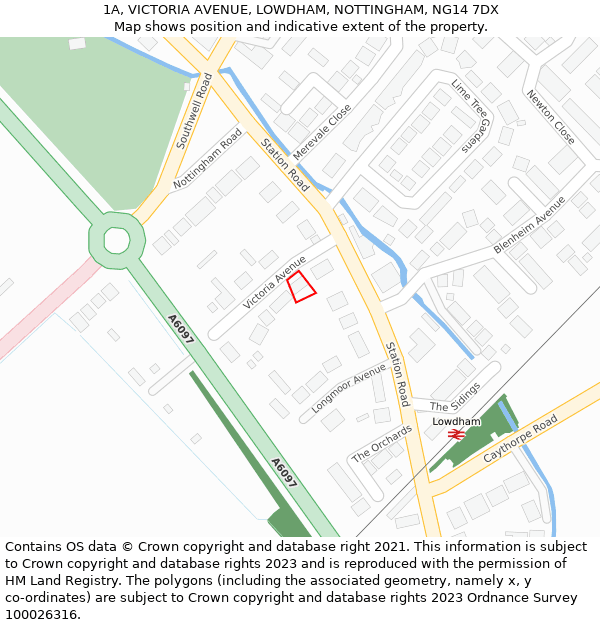 1A, VICTORIA AVENUE, LOWDHAM, NOTTINGHAM, NG14 7DX: Location map and indicative extent of plot