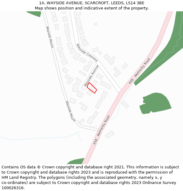 1A, WAYSIDE AVENUE, SCARCROFT, LEEDS, LS14 3BE: Location map and indicative extent of plot