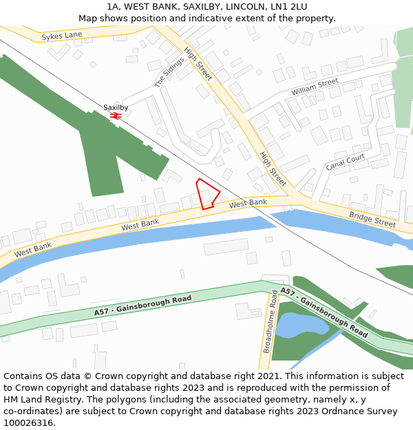 1A, WEST BANK, SAXILBY, LINCOLN, LN1 2LU: Location map and indicative extent of plot