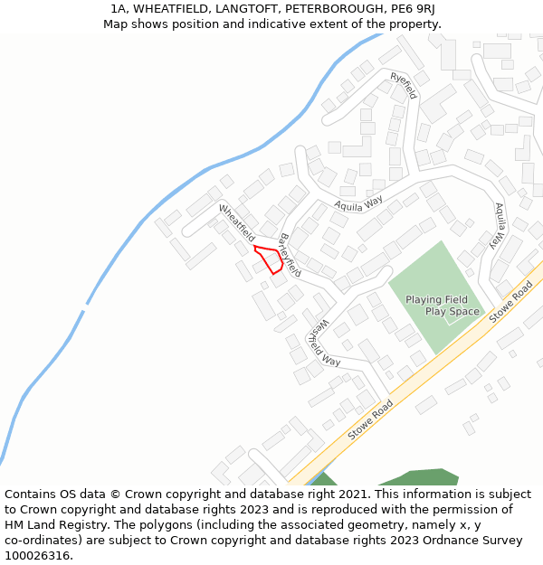 1A, WHEATFIELD, LANGTOFT, PETERBOROUGH, PE6 9RJ: Location map and indicative extent of plot