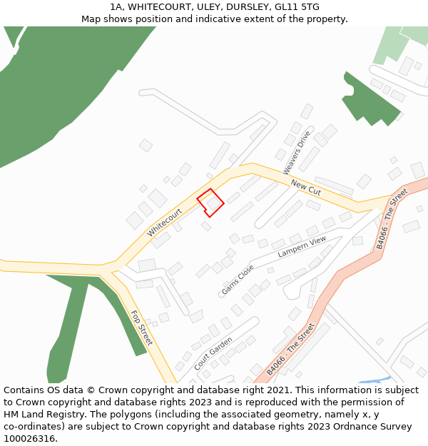 1A, WHITECOURT, ULEY, DURSLEY, GL11 5TG: Location map and indicative extent of plot