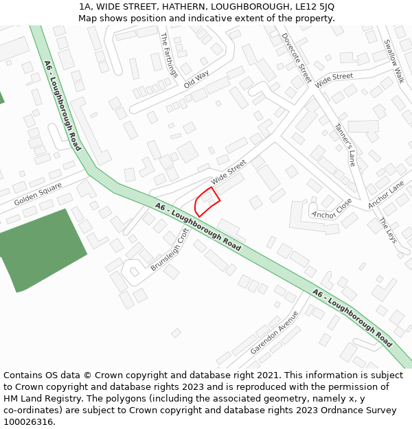 1A, WIDE STREET, HATHERN, LOUGHBOROUGH, LE12 5JQ: Location map and indicative extent of plot