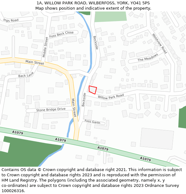1A, WILLOW PARK ROAD, WILBERFOSS, YORK, YO41 5PS: Location map and indicative extent of plot