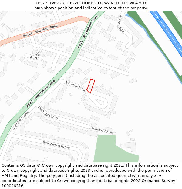 1B, ASHWOOD GROVE, HORBURY, WAKEFIELD, WF4 5HY: Location map and indicative extent of plot