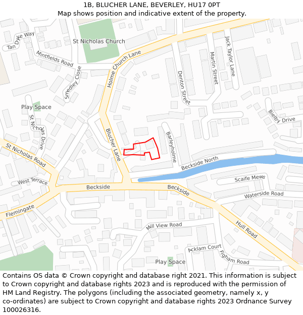 1B, BLUCHER LANE, BEVERLEY, HU17 0PT: Location map and indicative extent of plot