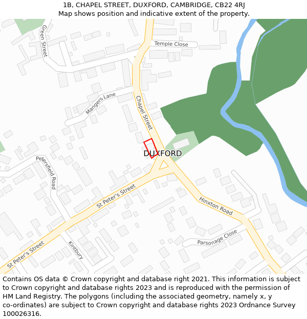 1B, CHAPEL STREET, DUXFORD, CAMBRIDGE, CB22 4RJ: Location map and indicative extent of plot