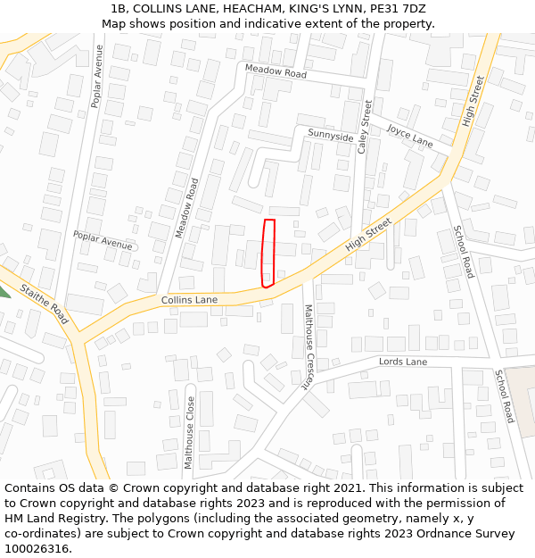 1B, COLLINS LANE, HEACHAM, KING'S LYNN, PE31 7DZ: Location map and indicative extent of plot