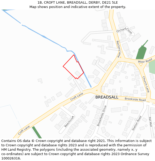 1B, CROFT LANE, BREADSALL, DERBY, DE21 5LE: Location map and indicative extent of plot