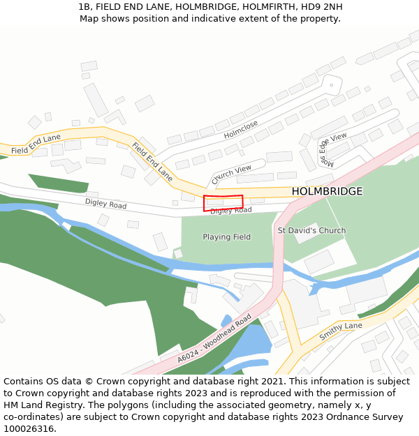 1B, FIELD END LANE, HOLMBRIDGE, HOLMFIRTH, HD9 2NH: Location map and indicative extent of plot