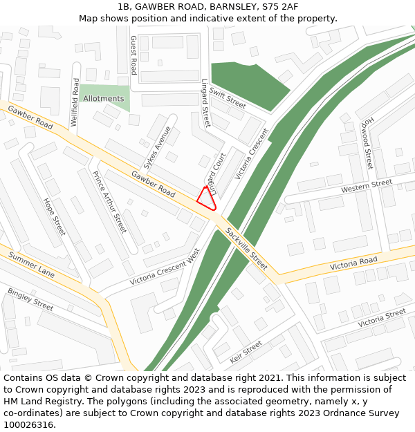 1B, GAWBER ROAD, BARNSLEY, S75 2AF: Location map and indicative extent of plot