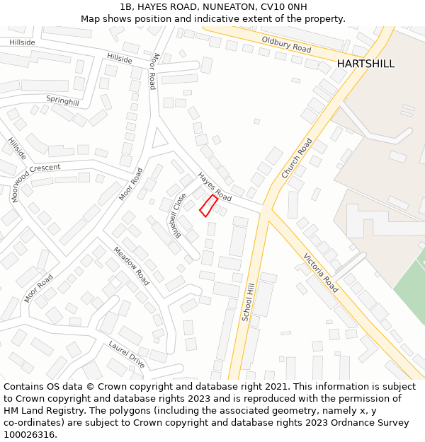 1B, HAYES ROAD, NUNEATON, CV10 0NH: Location map and indicative extent of plot