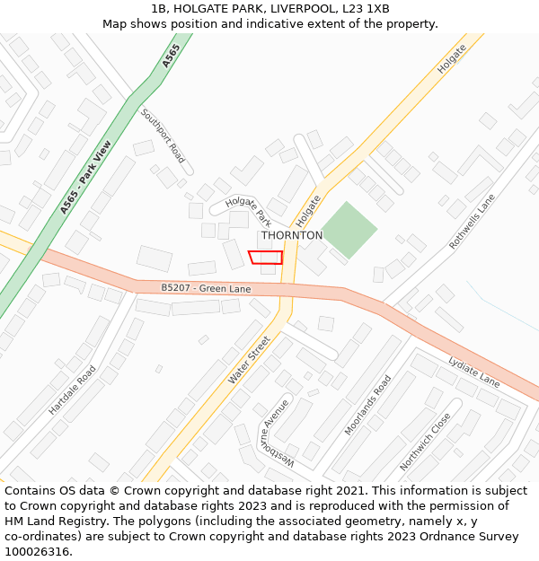 1B, HOLGATE PARK, LIVERPOOL, L23 1XB: Location map and indicative extent of plot