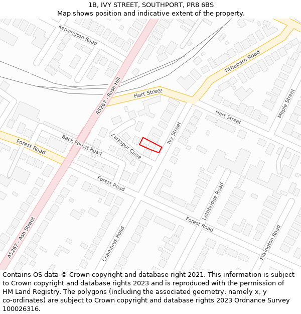 1B, IVY STREET, SOUTHPORT, PR8 6BS: Location map and indicative extent of plot