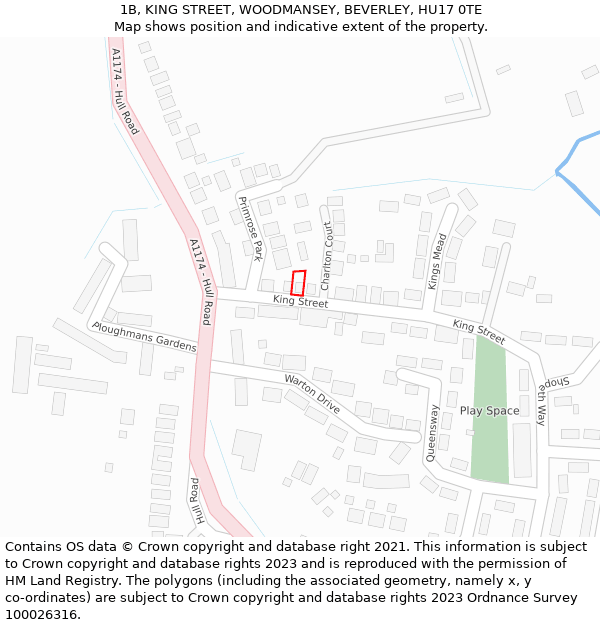 1B, KING STREET, WOODMANSEY, BEVERLEY, HU17 0TE: Location map and indicative extent of plot