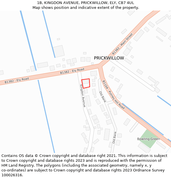 1B, KINGDON AVENUE, PRICKWILLOW, ELY, CB7 4UL: Location map and indicative extent of plot