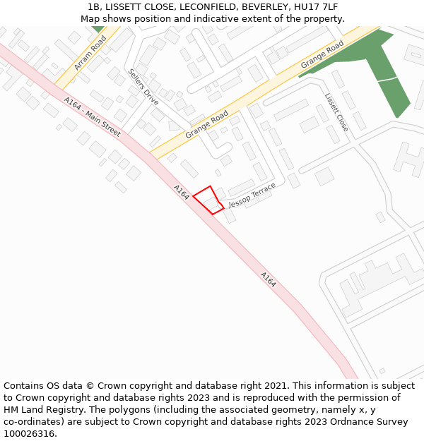 1B, LISSETT CLOSE, LECONFIELD, BEVERLEY, HU17 7LF: Location map and indicative extent of plot