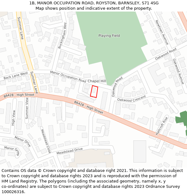 1B, MANOR OCCUPATION ROAD, ROYSTON, BARNSLEY, S71 4SG: Location map and indicative extent of plot