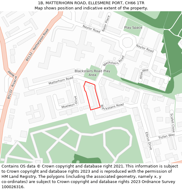 1B, MATTERHORN ROAD, ELLESMERE PORT, CH66 1TR: Location map and indicative extent of plot