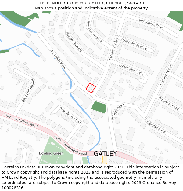 1B, PENDLEBURY ROAD, GATLEY, CHEADLE, SK8 4BH: Location map and indicative extent of plot