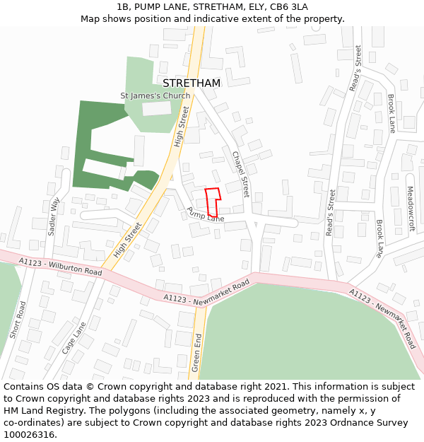 1B, PUMP LANE, STRETHAM, ELY, CB6 3LA: Location map and indicative extent of plot