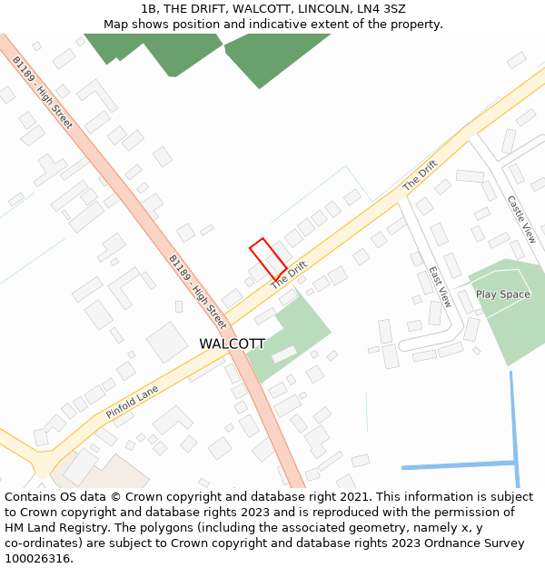 1B, THE DRIFT, WALCOTT, LINCOLN, LN4 3SZ: Location map and indicative extent of plot