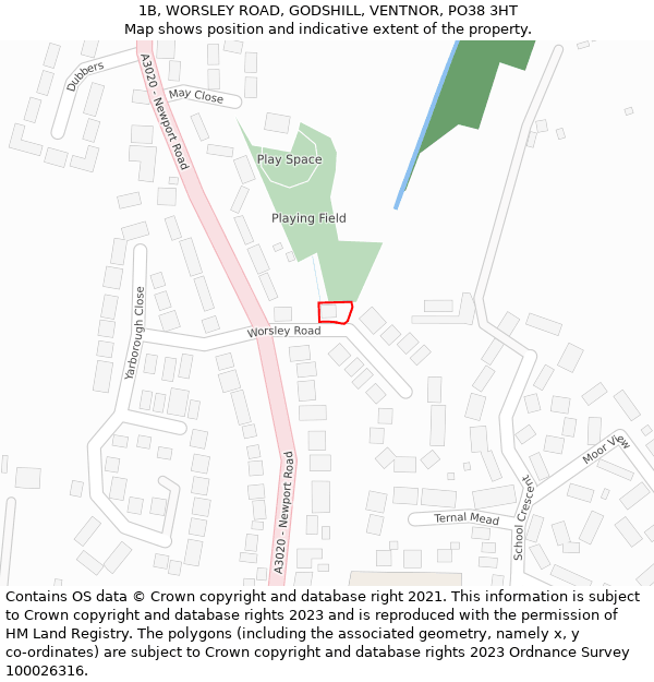 1B, WORSLEY ROAD, GODSHILL, VENTNOR, PO38 3HT: Location map and indicative extent of plot