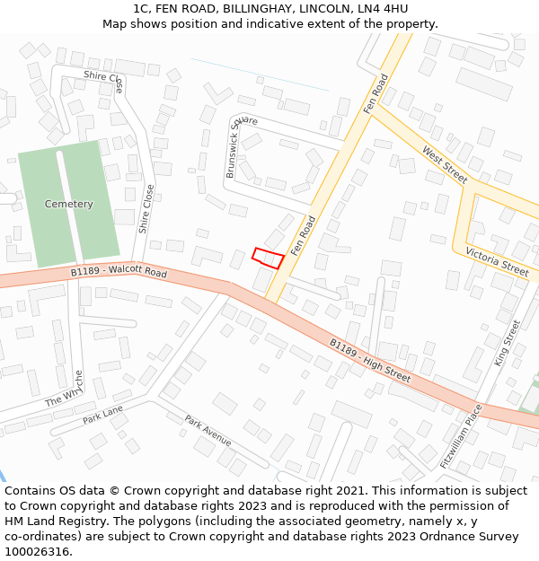 1C, FEN ROAD, BILLINGHAY, LINCOLN, LN4 4HU: Location map and indicative extent of plot