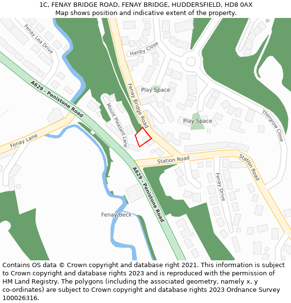 1C, FENAY BRIDGE ROAD, FENAY BRIDGE, HUDDERSFIELD, HD8 0AX: Location map and indicative extent of plot
