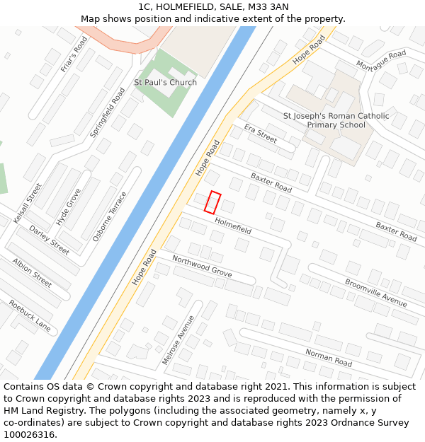 1C, HOLMEFIELD, SALE, M33 3AN: Location map and indicative extent of plot