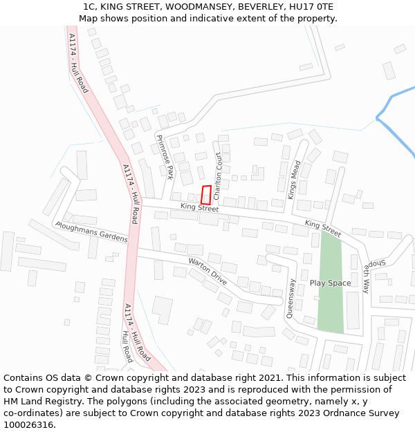 1C, KING STREET, WOODMANSEY, BEVERLEY, HU17 0TE: Location map and indicative extent of plot
