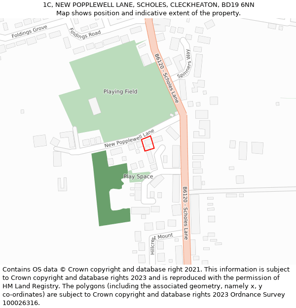 1C, NEW POPPLEWELL LANE, SCHOLES, CLECKHEATON, BD19 6NN: Location map and indicative extent of plot