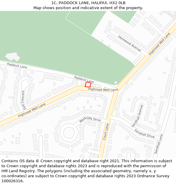 1C, PADDOCK LANE, HALIFAX, HX2 0LB: Location map and indicative extent of plot