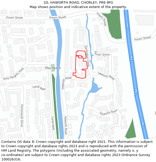 1D, HAWORTH ROAD, CHORLEY, PR6 9FG: Location map and indicative extent of plot