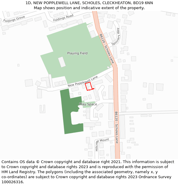 1D, NEW POPPLEWELL LANE, SCHOLES, CLECKHEATON, BD19 6NN: Location map and indicative extent of plot
