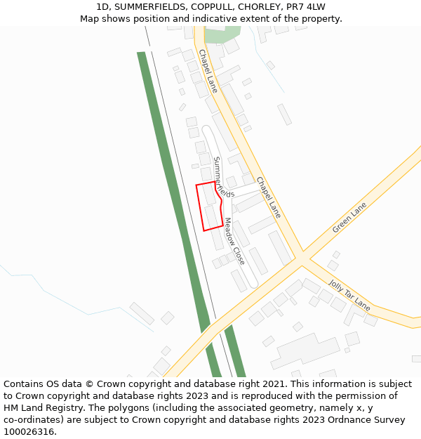 1D, SUMMERFIELDS, COPPULL, CHORLEY, PR7 4LW: Location map and indicative extent of plot