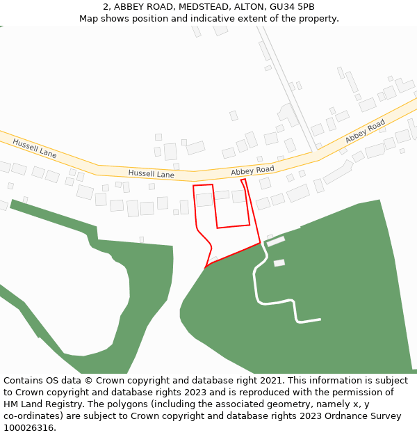2, ABBEY ROAD, MEDSTEAD, ALTON, GU34 5PB: Location map and indicative extent of plot
