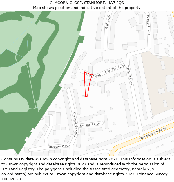 2, ACORN CLOSE, STANMORE, HA7 2QS: Location map and indicative extent of plot