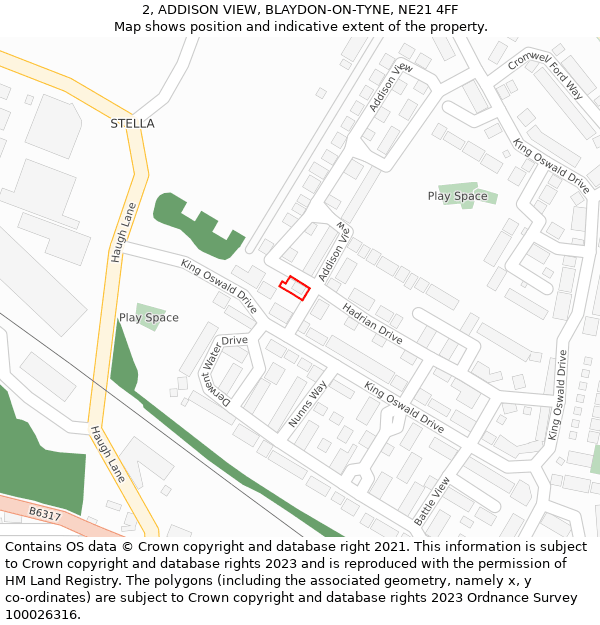 2, ADDISON VIEW, BLAYDON-ON-TYNE, NE21 4FF: Location map and indicative extent of plot