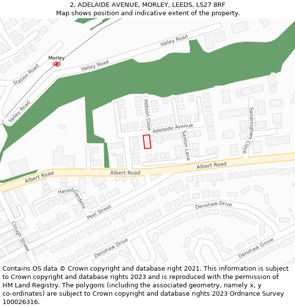 2, ADELAIDE AVENUE, MORLEY, LEEDS, LS27 8RF: Location map and indicative extent of plot