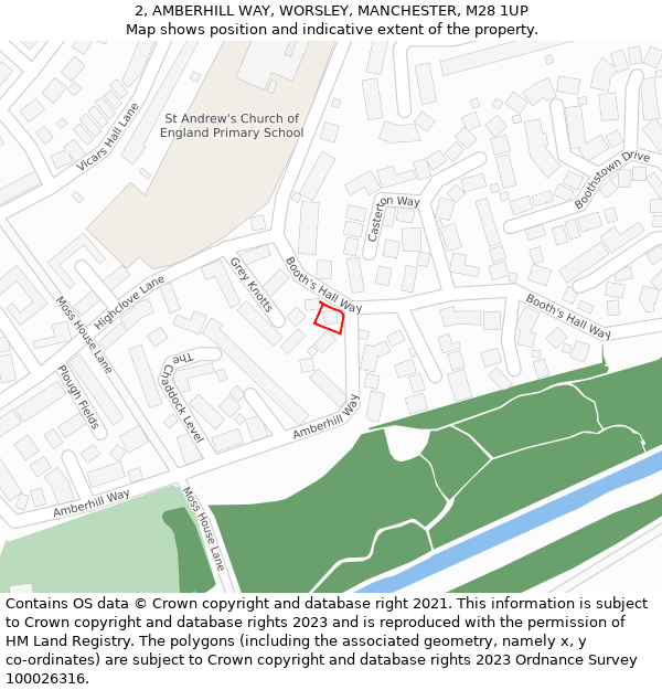 2, AMBERHILL WAY, WORSLEY, MANCHESTER, M28 1UP: Location map and indicative extent of plot