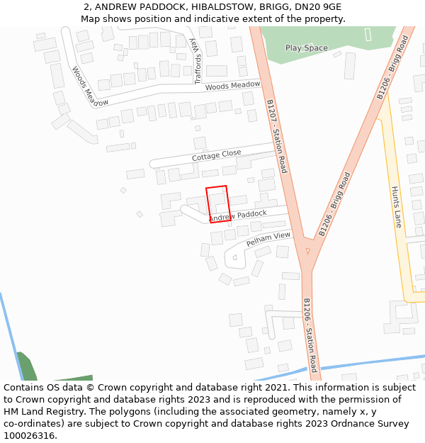 2, ANDREW PADDOCK, HIBALDSTOW, BRIGG, DN20 9GE: Location map and indicative extent of plot